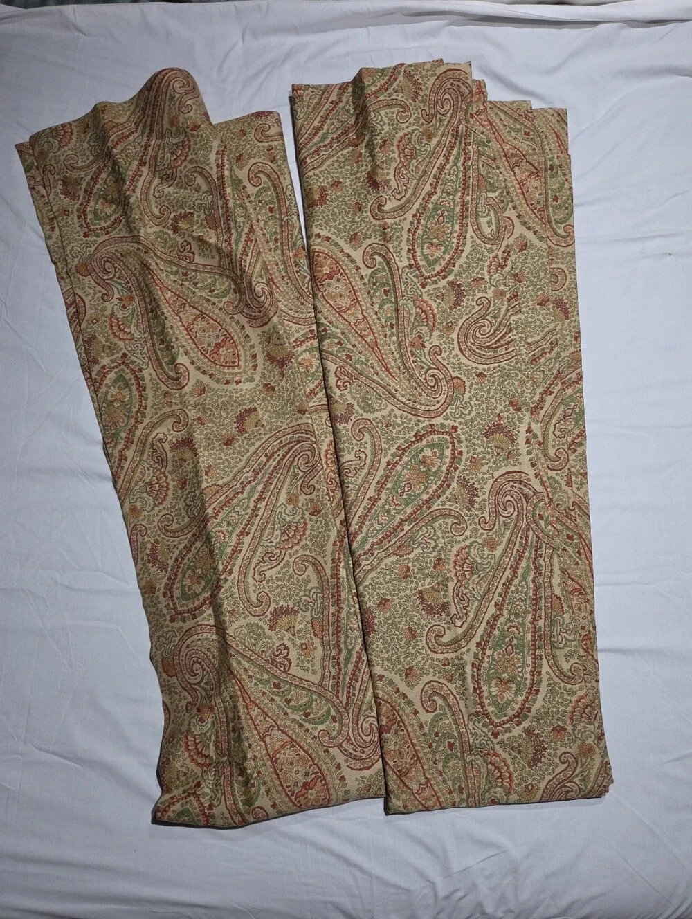 Pottery Barn Rich Earthy Paisley Tapestry Heavy Lined Curtains 2 Panels
